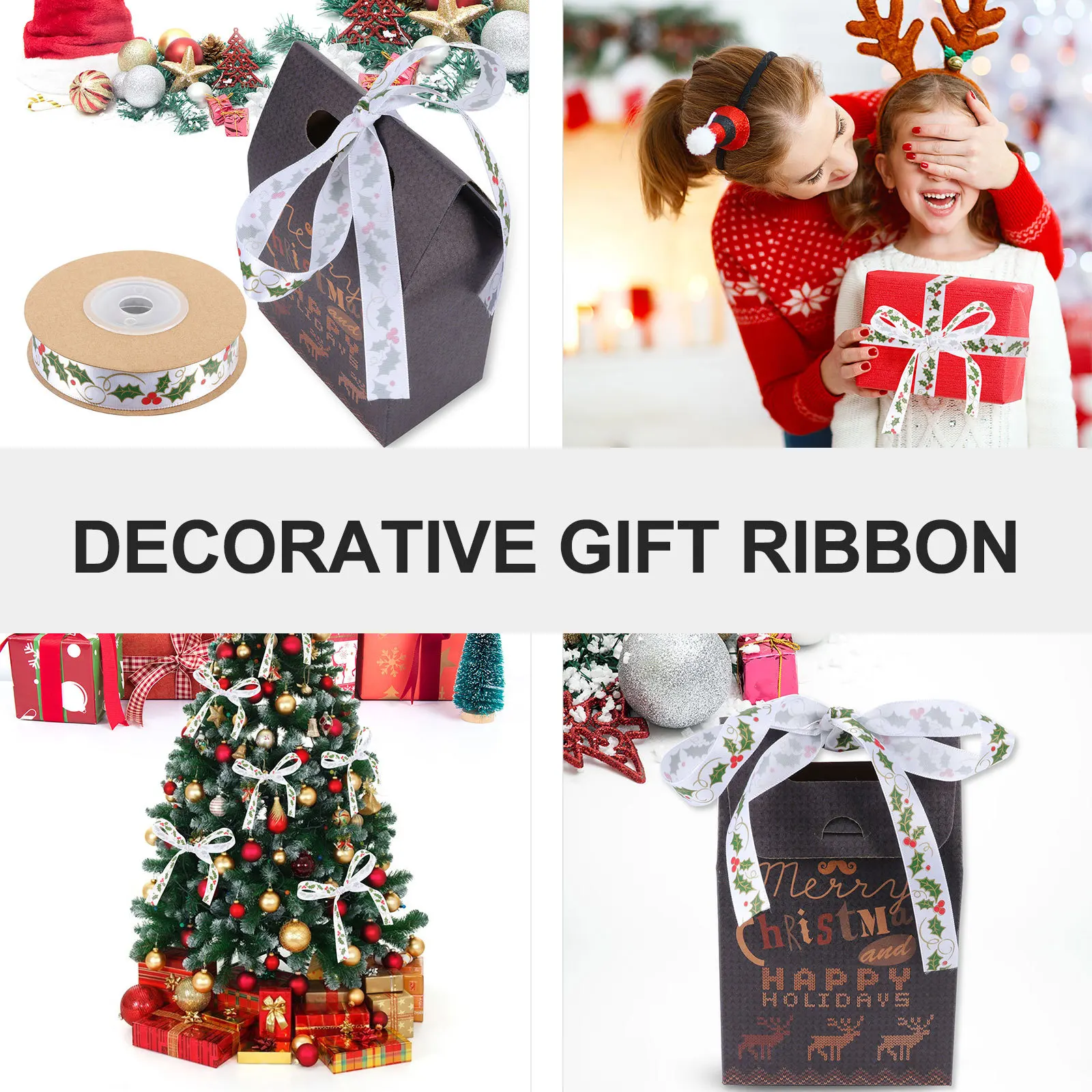 

1 Roll Christmas Ribbon Premium Polyester Printing Design For Holiday Gift Wrapping Decoration Xmas Packing Accessory Craft