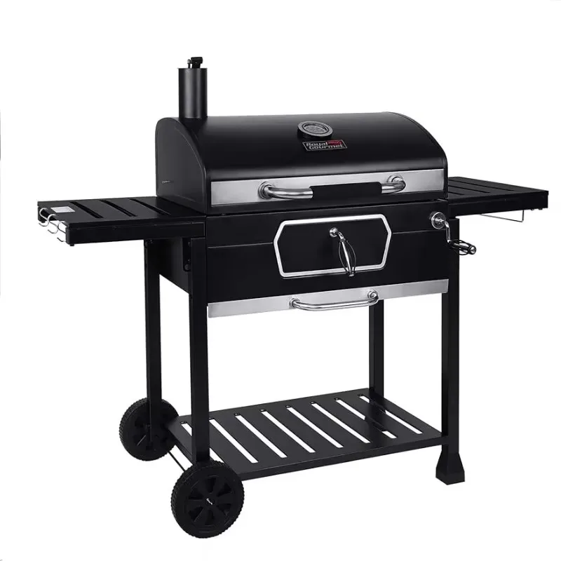 Royal Gourmet CD2030AN 30-Inch Charcoal Grill, Deluxe BBQ Smoker Picnic Camping Patio Backyard Cooking, Black, Large