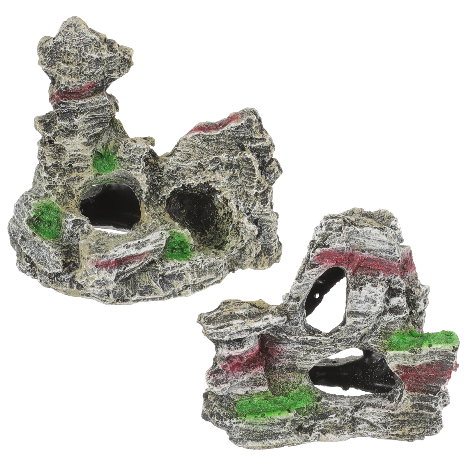 

2pcs Small Rockery Stones Resin Mountain Fish Tank Decor Aquarium Plants Cave Supplies Realistic Decorations Large Tall Pet