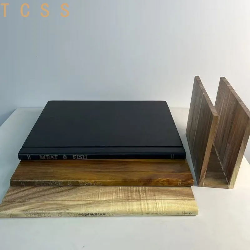 Book‑Shaped Acacia Wood Cutting Board Set, 3Pcs Kitchen Chopping Boards for Cooked Food Sorting Table Ornament