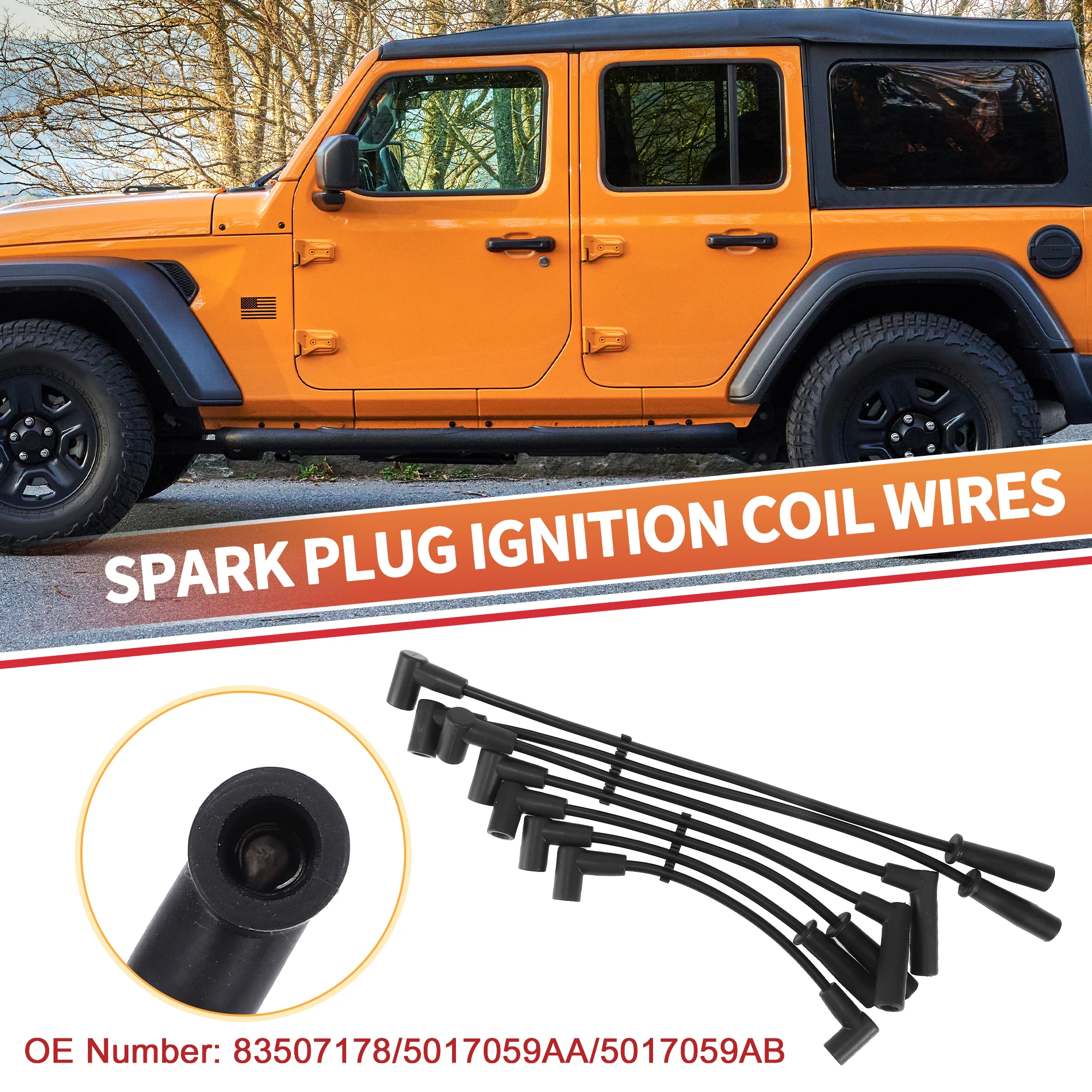 

UXCELL 7 шт. провод свечи зажигания кабель катушки зажигания 83507178 для Jeep Cherokee XJ 91-99