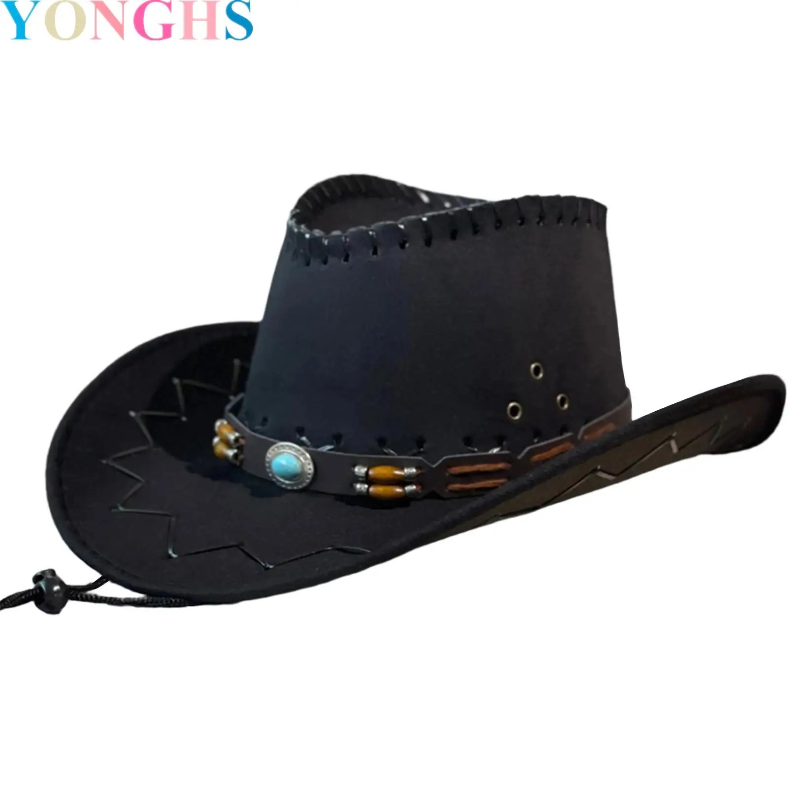 

Classic Suede Fedora Hat Western Cowboy Hat for Men Women Rolled Wide Brim Vintage Cowboy Hat