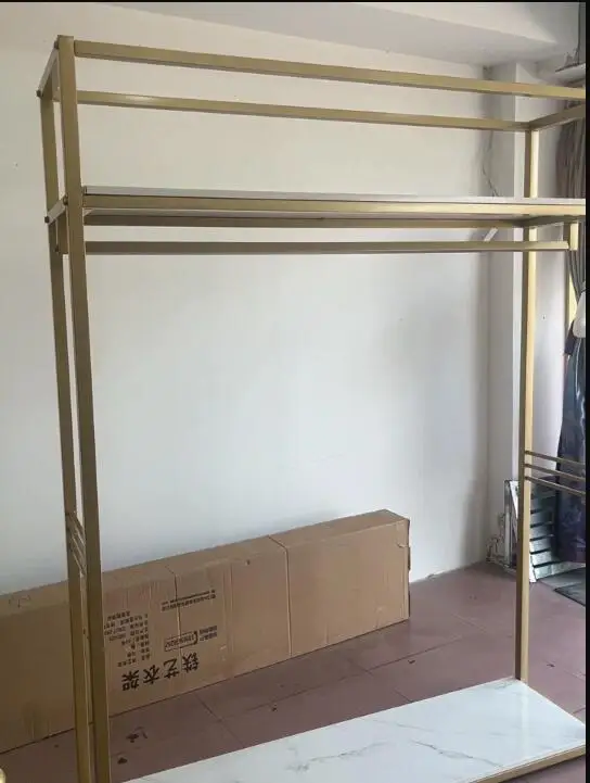 

Double-layer clothes hanger floor-standing women's clothing display stand fashion clothing store display stand