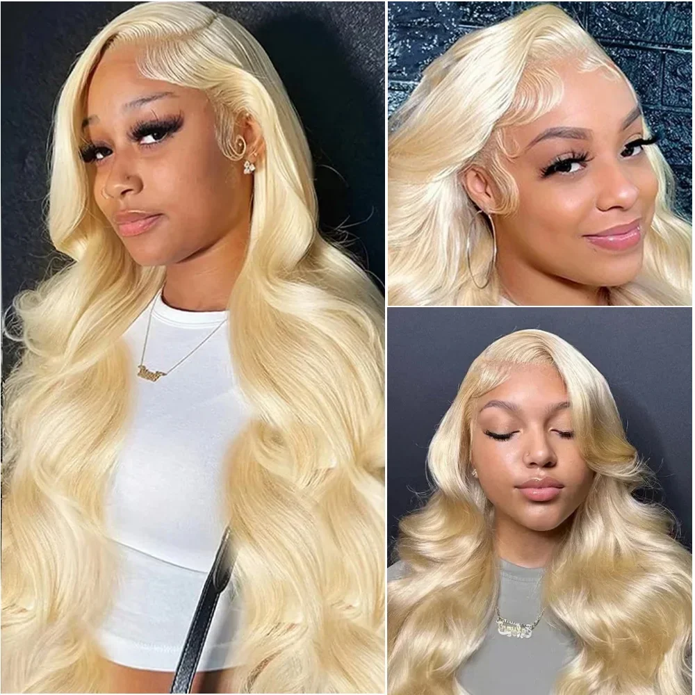 Blonde 13x6 HD Transparen Body Wave Lace Closure Frontal Human Hair Wig Pre Plucked 613 Honey Colored Lace Front Wigs for Women