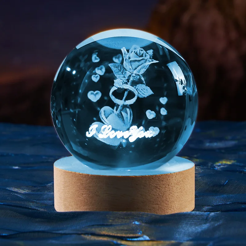 

Crystal Ball Rose and Love Shape, Crystal Ball Desktop Ornaments, Crystal Ball Figurines, Crystal Rose, Crystal Love