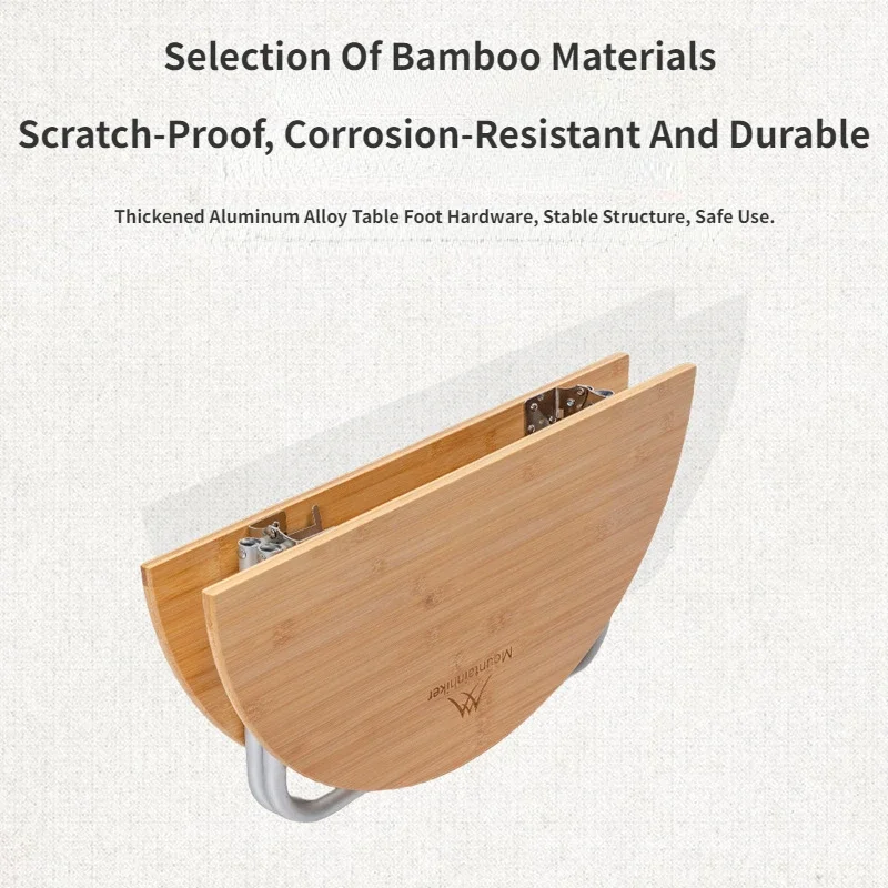 Mountainhiker Bamboo Round Table Outdoor Garden Portable Fast Storage Folding Desk Family Dining Picnic BBQ Table Furniture image 5