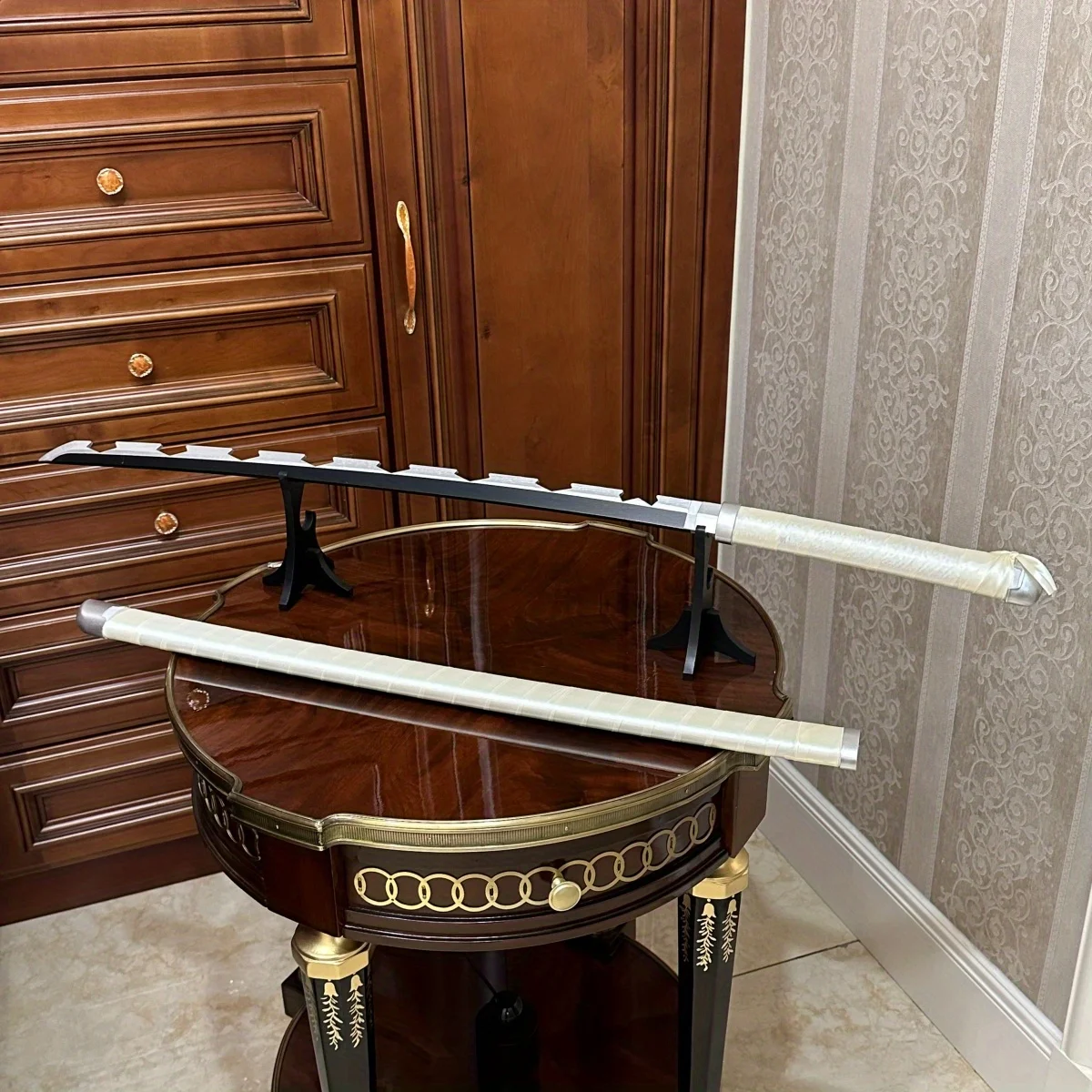 39.3 بوصة شيطان القاتل Hashibira Inosuke خشبية كاتانا السيف النينجا سكين كاتانا صابر الأصلي صابر تأثيري اكسسوارات الدعامة لعبة