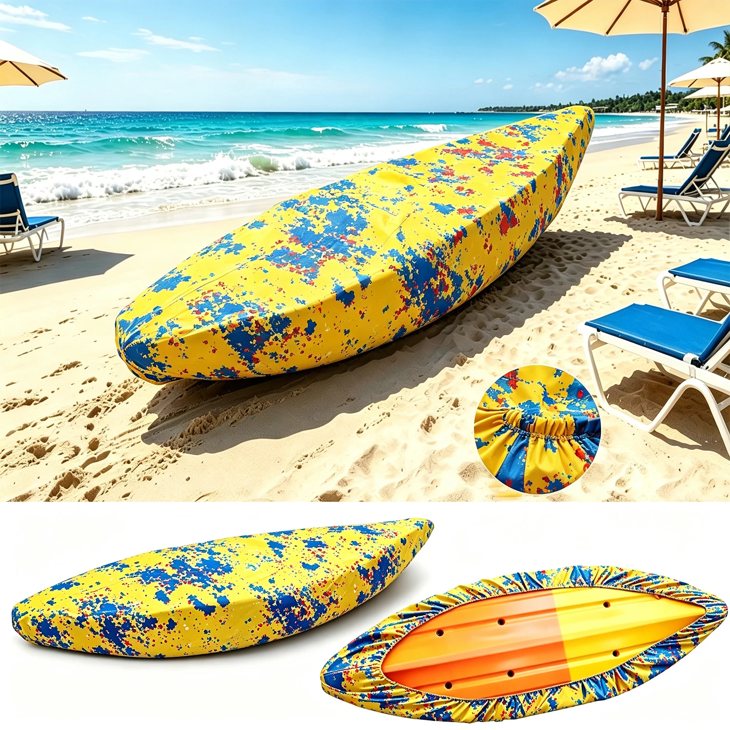 Splash-proof pattern boat cover with storage bag for surfboard, paddleboard, kayak, and stand-up paddleboard SUP bag