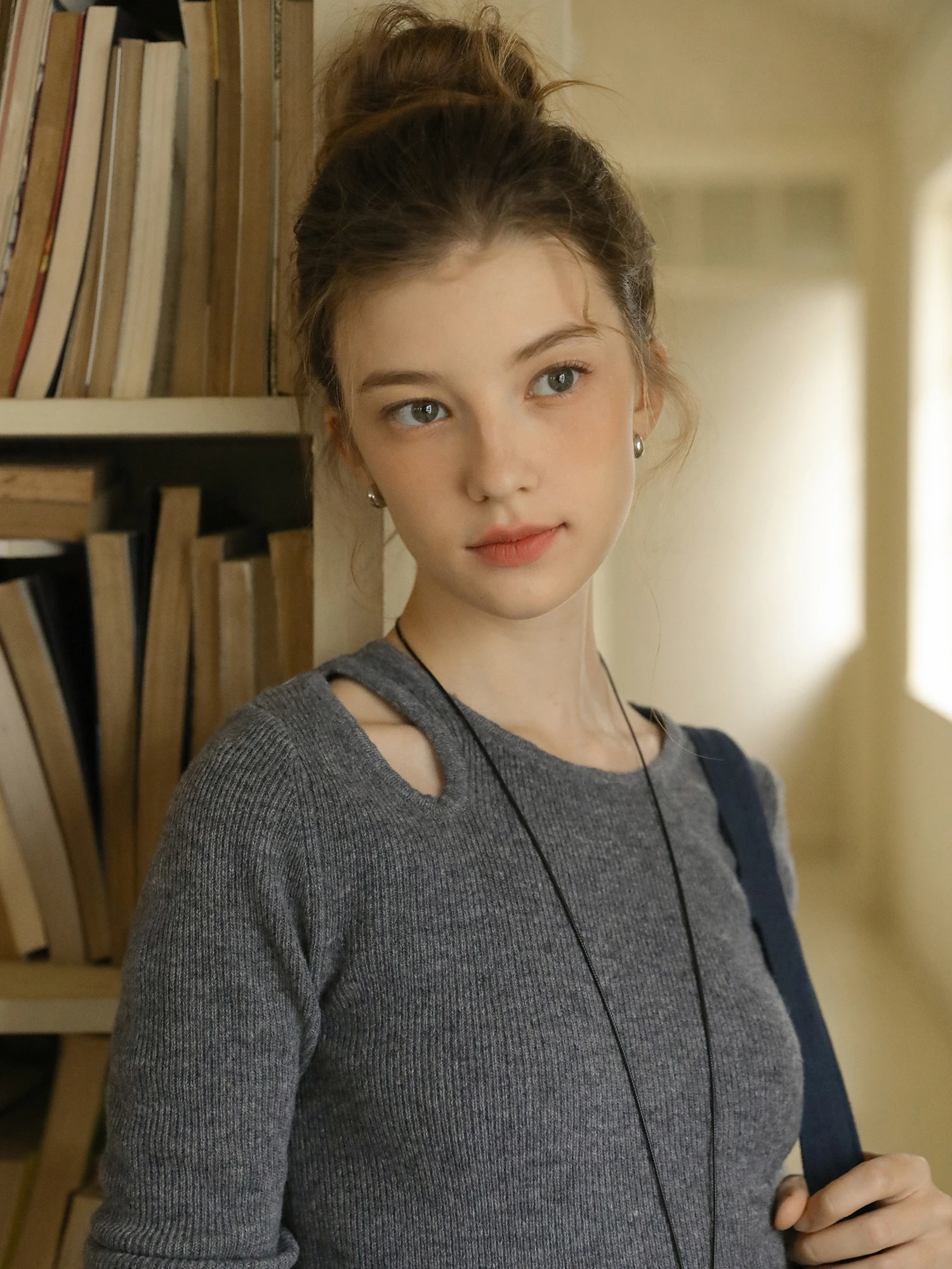 

MELLIIY Spring 2025 mat Sle oulder-baring round Ne Long Sve Knitted Sweater Women's Full Cotton Wool Casual Top