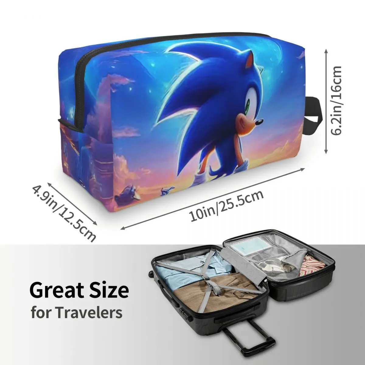 Shadow The Hedgehog Women Cosmetic Bags Travel Makeup Organizer Pouch Toiletry Storage Dopp Kit Box Pencil Case