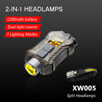 XW005 EDC Flashlight Keychain Light Detachable induction headlight LED flash light dual-use USB Charging Emergency Work Light