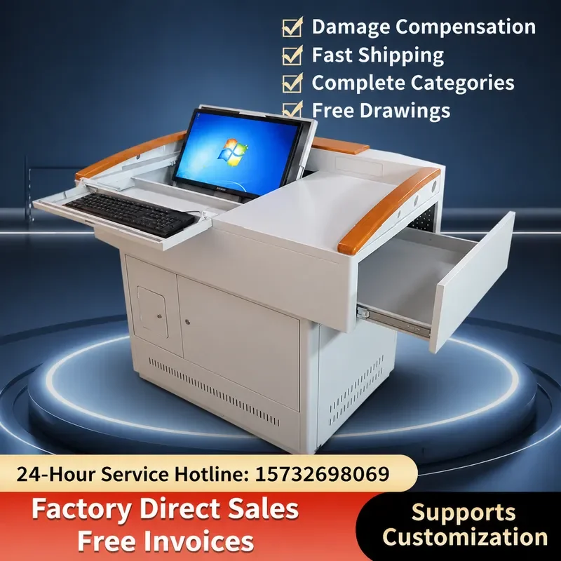 for Steel Podium Multimedia Center Console School Furniture Smart Audio Visual Teaching Podium