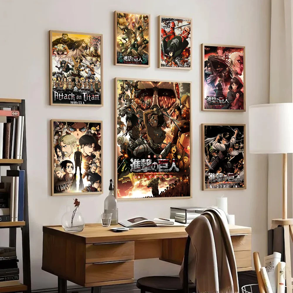 Attack On Titan DIY Sticky Poster Whitepaper Prints Posters Artwork Vintage Decorative Painting