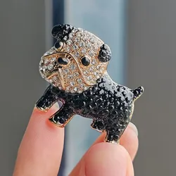 New Cute Rhinestone Puppy Dog Brooches For Women Men Korean Fashion Lovely Dog Animal Brooch Clothing Backpack Pins Jewelry Gift