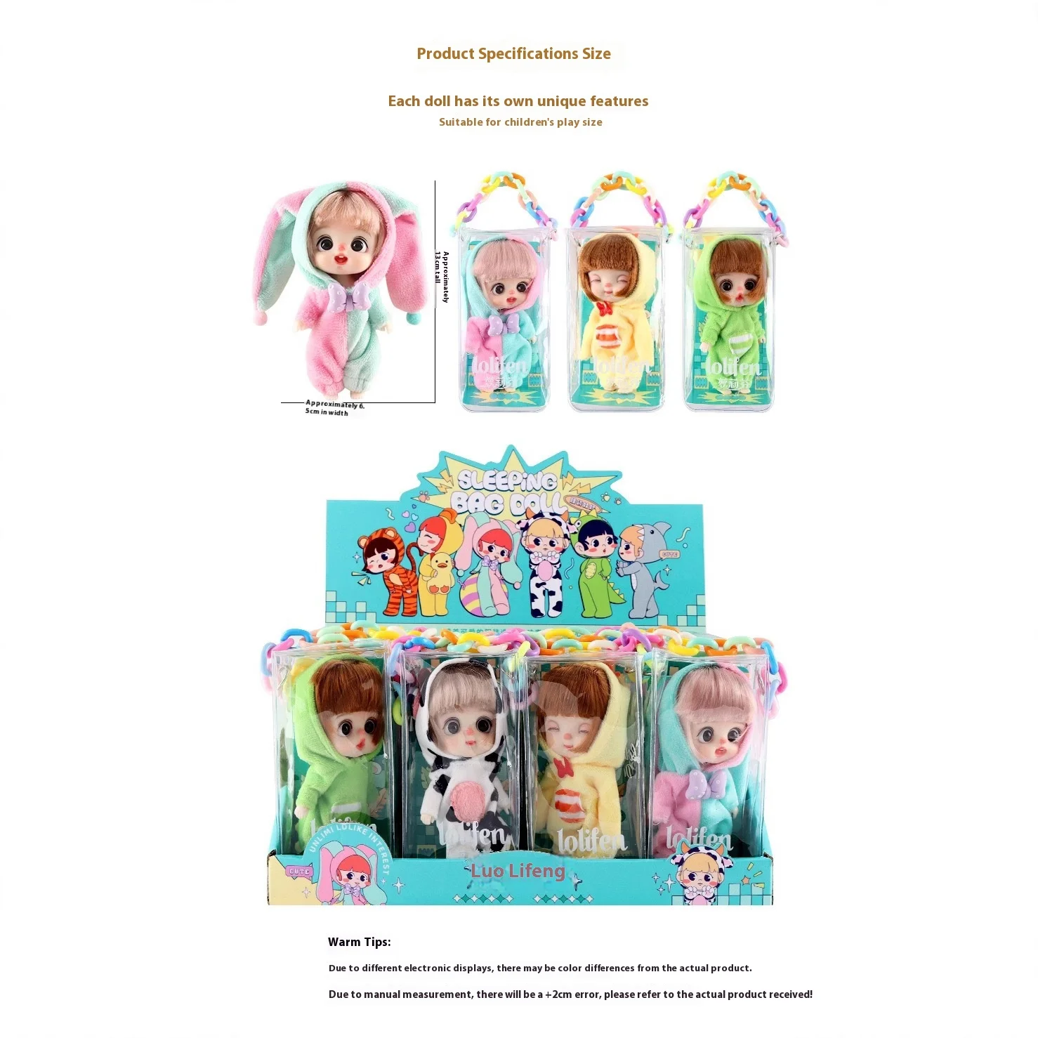 

Lorifen 13 Cm Doll Pendant Bag Jewelry Ornaments Can Be Cross-Dressing Tide Play Doll Girl Gift Girl Toy 5066