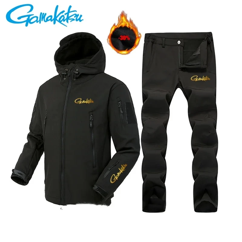

Gamakatsu 2025 New Shark Skin Soft Shell Diving Suit Fishing Set Plush Insulation Windproof Camping Outdoor Mountaineering Suit