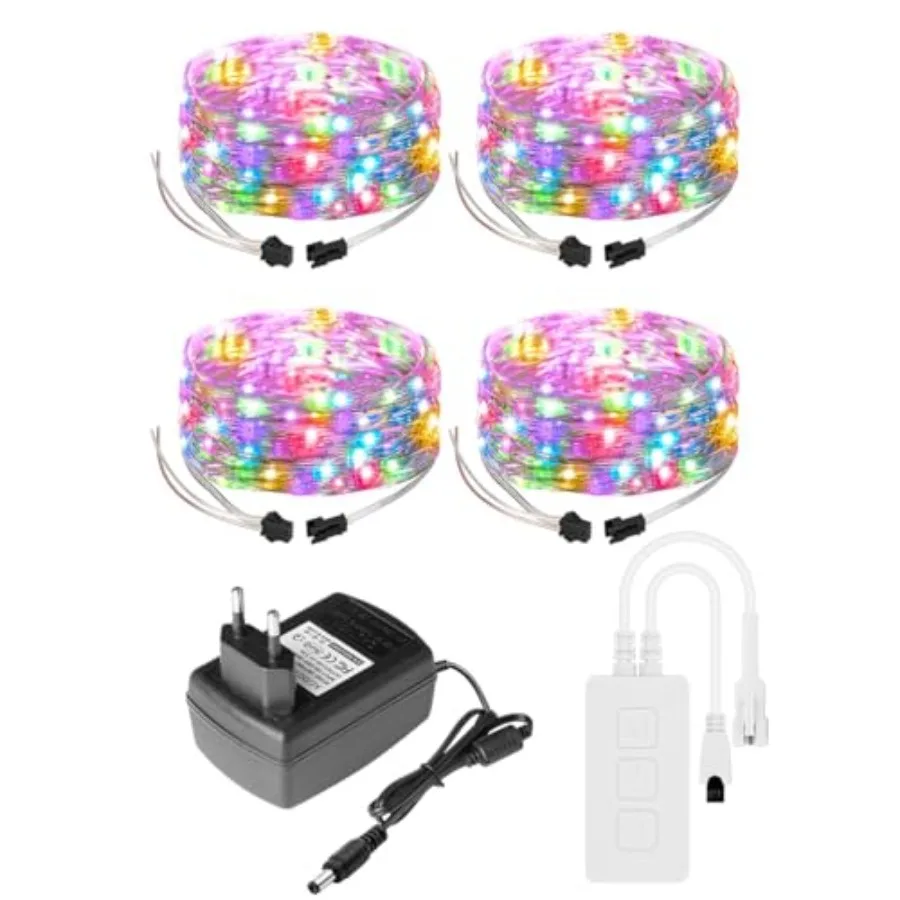 

Chasing Dream Color Twinkle Light 4 Pack 50LED/m 200LED Addressable WS2812B IC Fairy String Light SP611E Bluetooth Music Contro