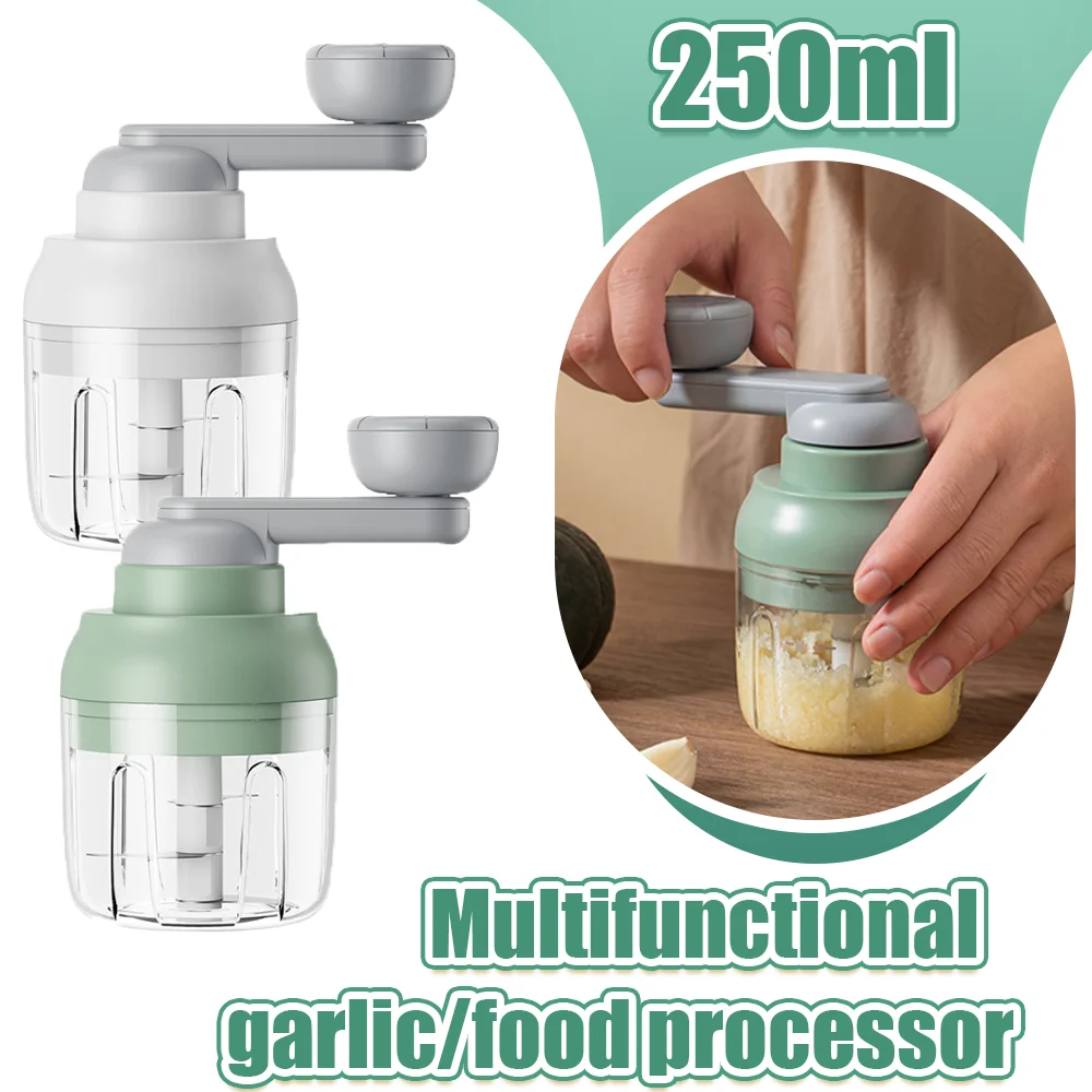 250ml Manual Meat Mincer Garlic Chopper Rotate Garlic Press Crusher Vegetable Onion Cutter Kitchen Food processing Accessories