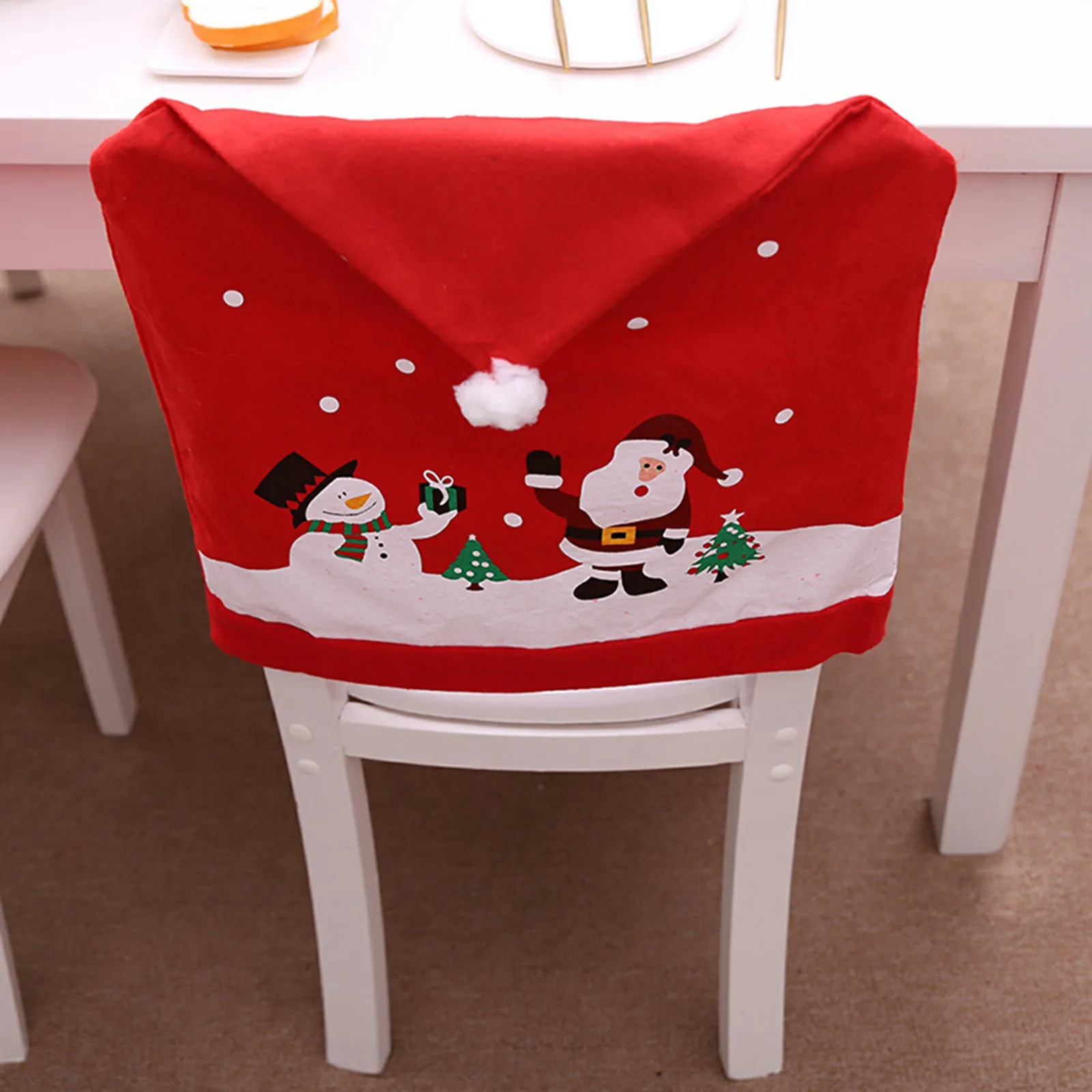 

Christmas Non-woven Chair Set Cartoon Old Man Snowman Stool Set Christmas Hat