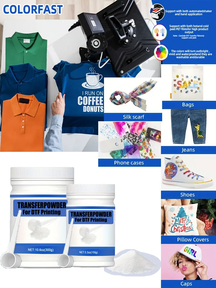 

300g DTF Powder Hot Melt DTF Transfer Adhesive Powder For DTF Transfer Ink Powder For Direct To Film Printing On All Fabric