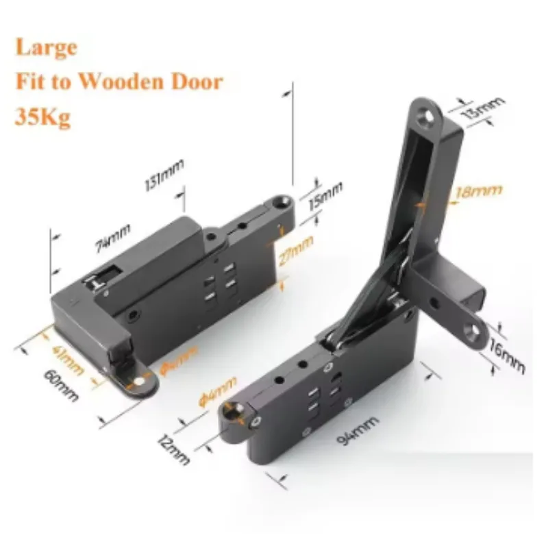 1Pair Conceal Top Bottom Mount Soft Pivot Hinge Closet Pantry Wooden Aluminum Framed Glass Door