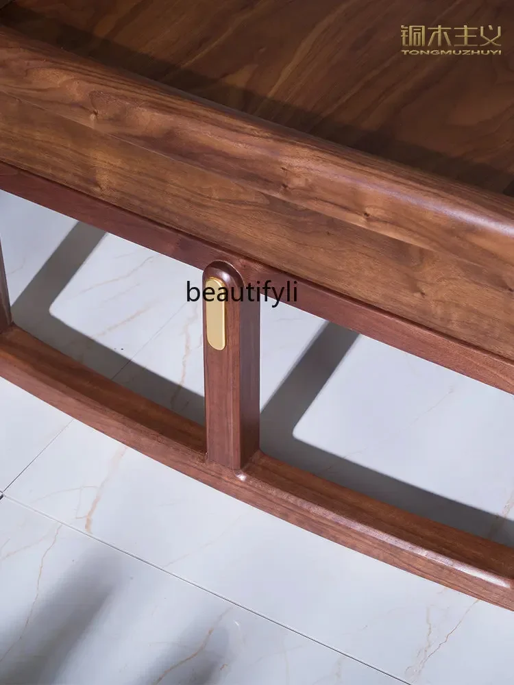 cc182R1 Langer Beistelltisch für Wohnzimmer, schwarzes Walnussholz, Massivholz, modern, leicht, luxuriös, neuer Teetisch im chinesischen Stil