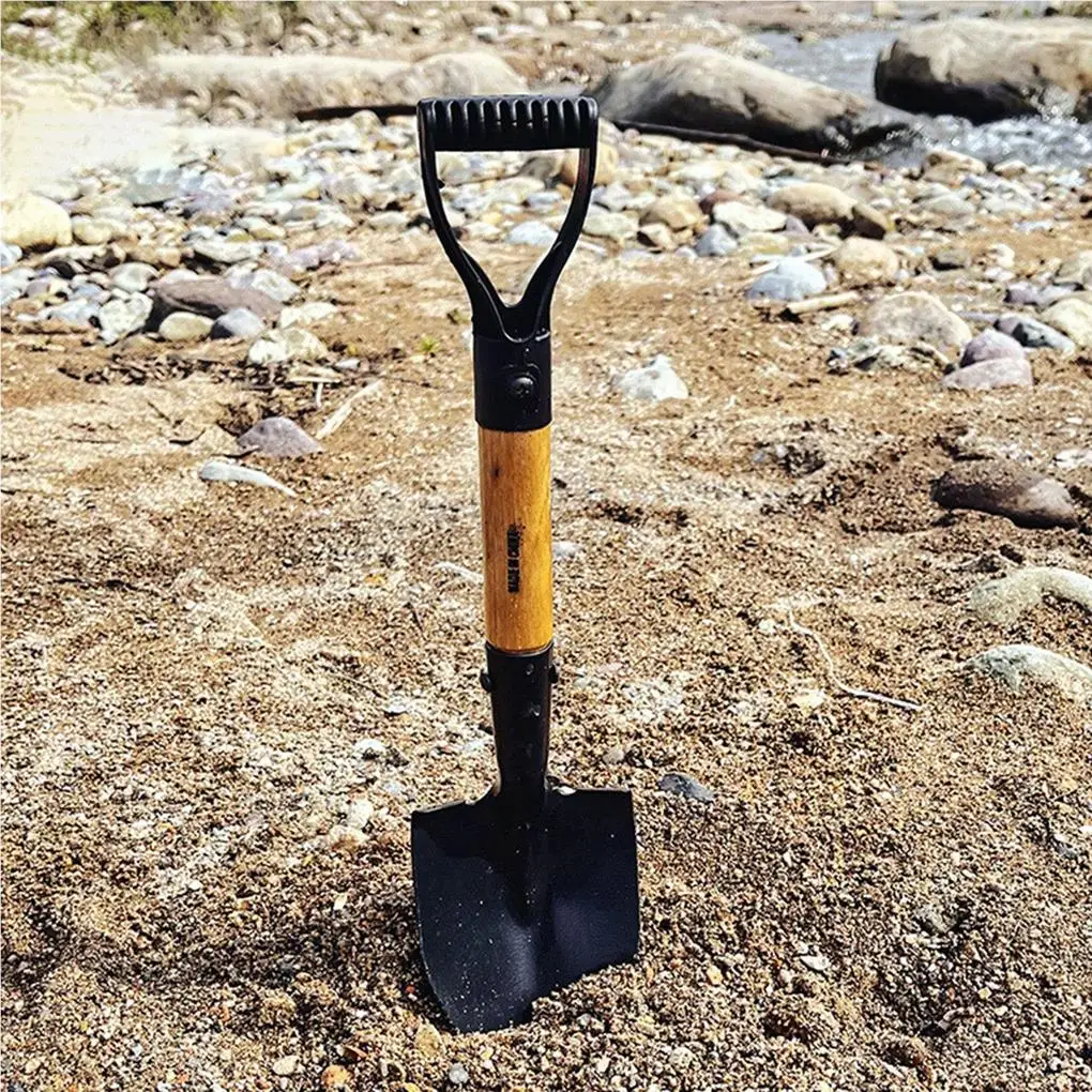 Pala de excavación Mini D mango de madera palas antideslizantes de acero al manganeso paleta pala de jardín impermeable para Camping en la playa