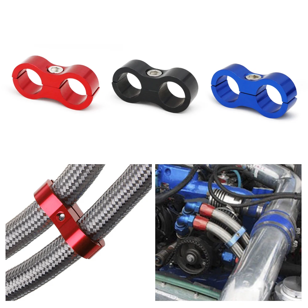 AN4 AN6 AN8 AN10 AN12 Pleciony gumowy zacisk do węża Aluminiowy anodowany separator linii Separator Zestaw zacisków rozdzielających Czarny/Czerwony/Niebieski