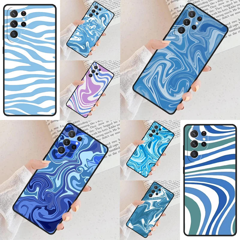 Liquid Swirl Abstract in Neutral Blue Grey Cell Phone Case for Samsung Galaxy S26 Ultra S25 S24 S23 S22 S21 S20 Note10 Cover