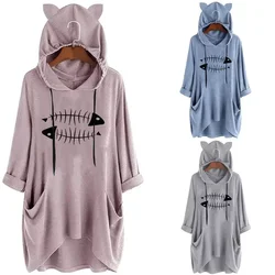 Women's S-5XL size New irregular hooded loose long sleeved plus size T-shirt in stock suitable for both men and women to wear