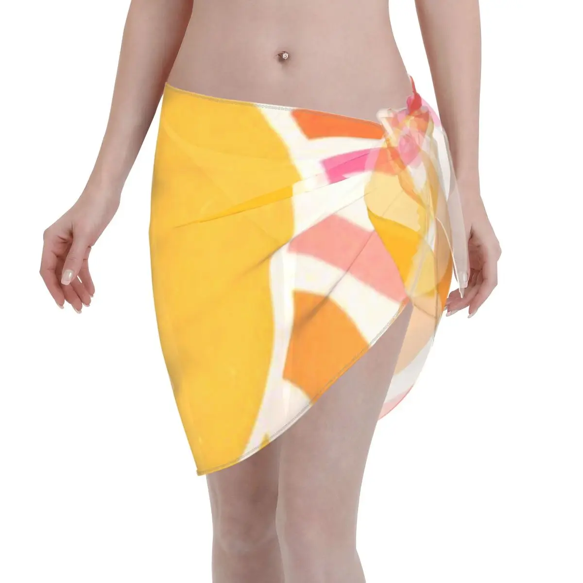 

Promotion Sun Retro 70s Colorful Orange Pink Sunrays Women's Beach Wrap SkirtCoastal Yoga Cover Up Pareo