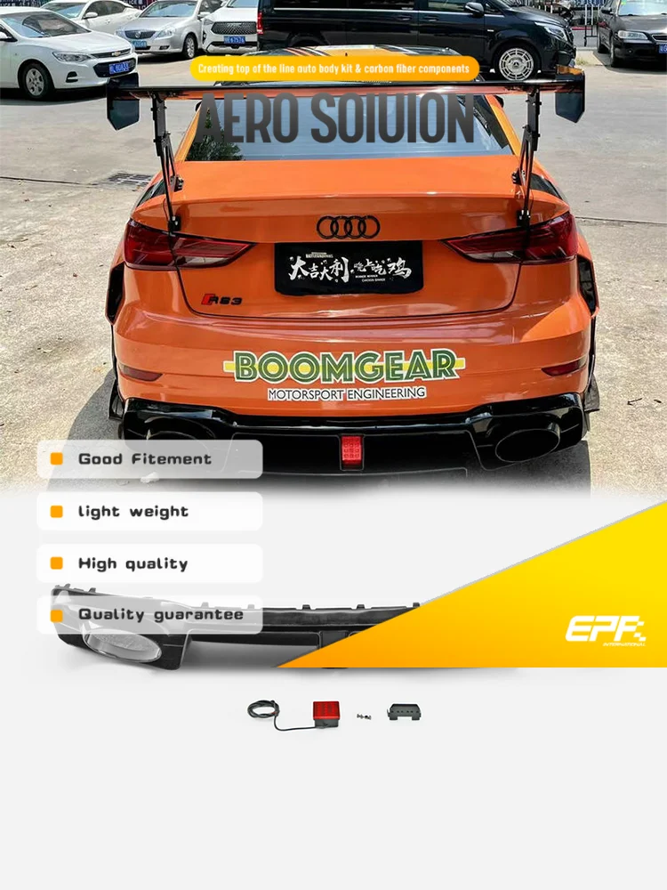 For Audi RS3 S3 8V Rear Diffuser - Stanceworkz Spec-LM w/ Fog Light - Perfect Fit for 8V Models