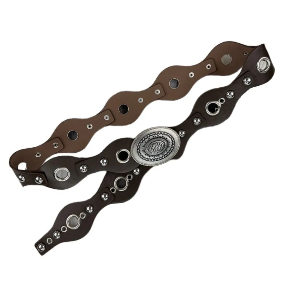 

Модный винтажный женский ремень с заклепками, готический кожаный пояс Y2k, леопардовое платье в стиле Харадзюку, джинсовый ремень, пряные девушки