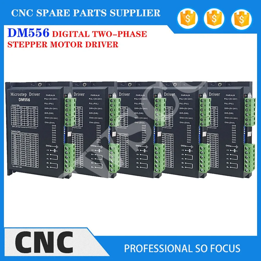 5PCS Stepper Motor Controller DM556 Cnc Controlle Nema17 Nema23 Motor Driver 128 Subdivision Dc 18-48V 5.6A For 42 57 86 Motor