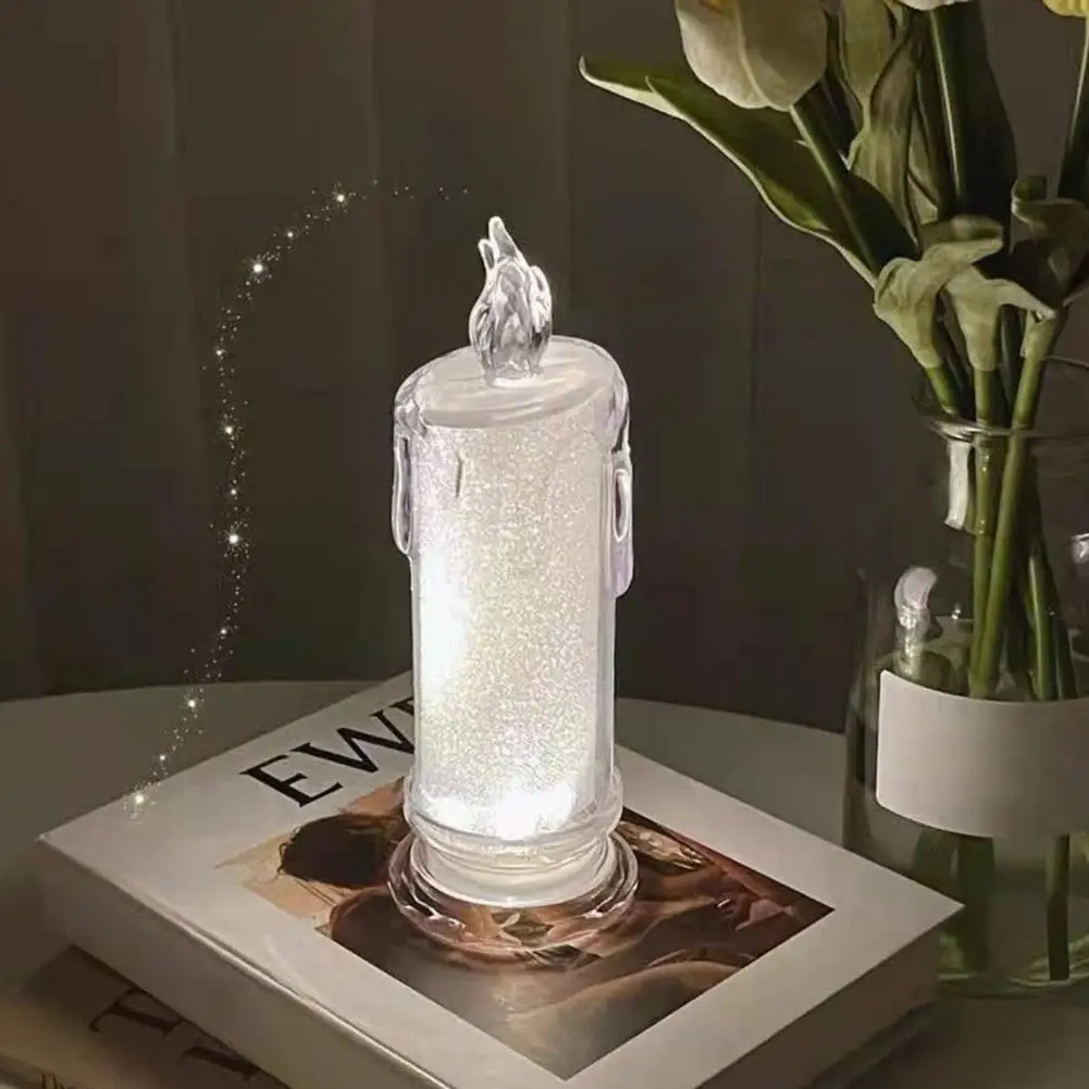 

Flameless LED Light Candle Electronic Lamp with Base Transparent Plastic Christmas Event Tea Light Home Decor