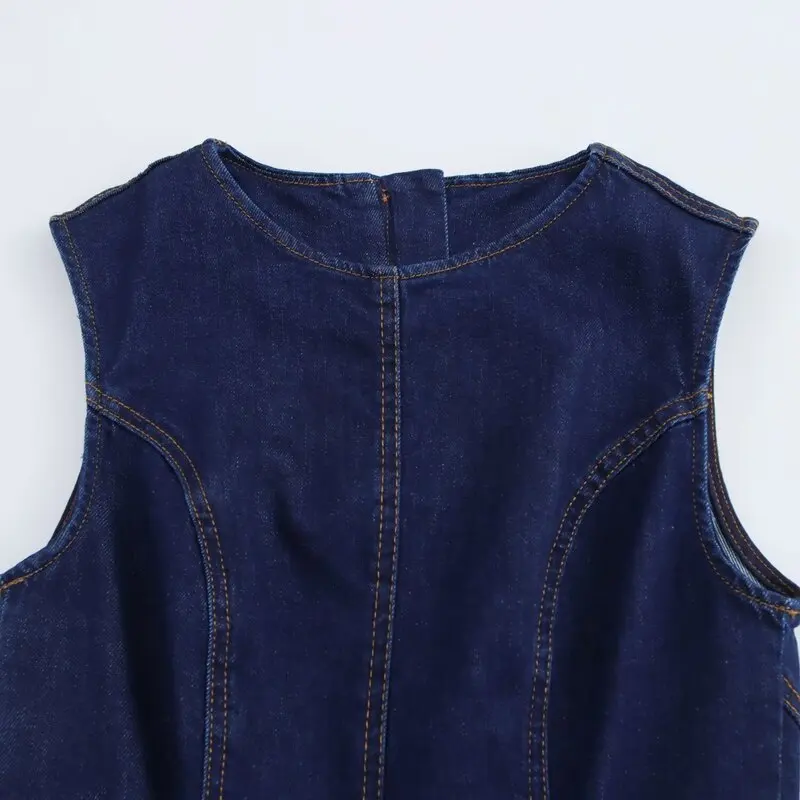 Vestido Midi Sem Mangas de Aodão Versátil para Mulheres Primavera 2025 Nova Chegada Vestido Casual Faion para Senhoras