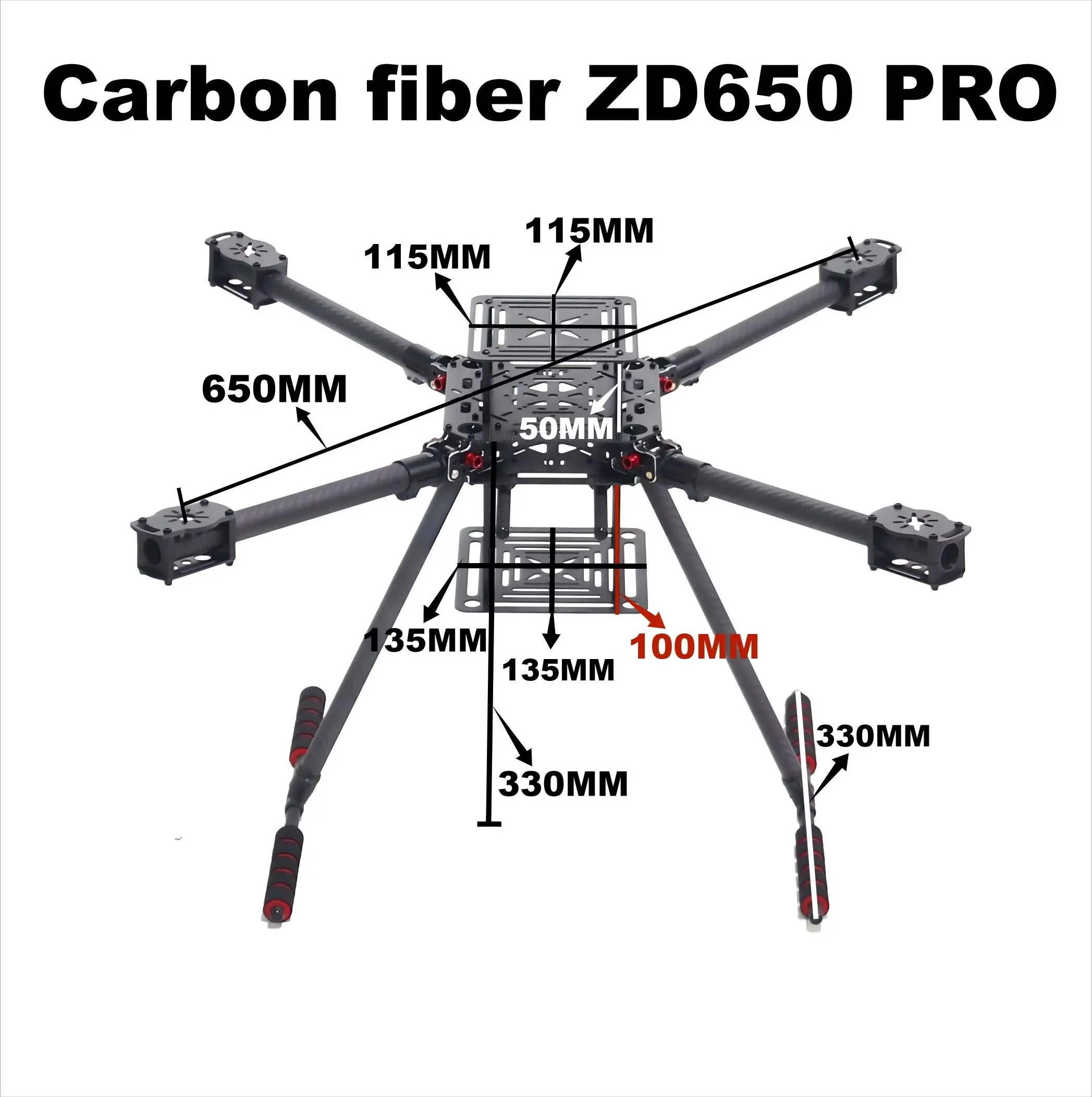 HanNiu ZD650 PRO 650mm Ardupilot Pixhawk Carbon fiber Quadcopter Frame FPV Quad met Carbon Fiber Landing Skid Motor ESC 40A