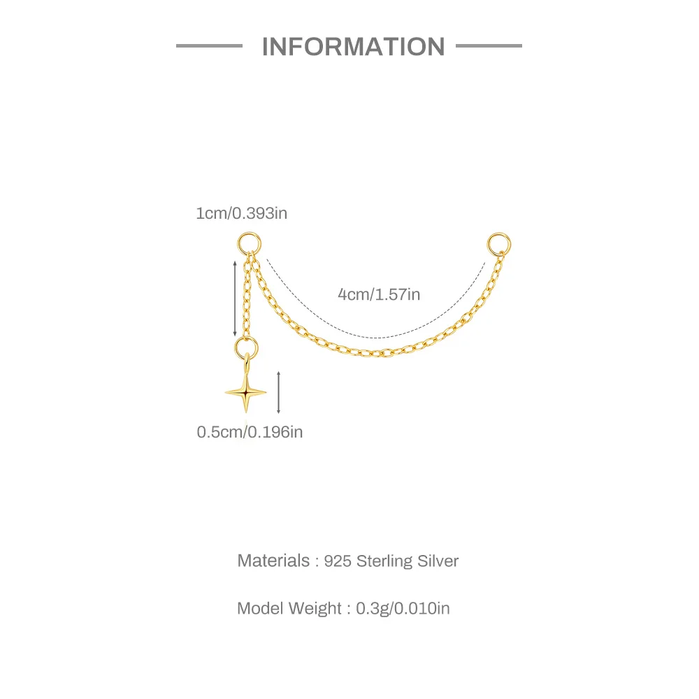 AIDE 1 Stück 925 Sterling Silber Ersatzteile Ketten Teil für Ohrstecker Piercing Creolen Tropfenohrring Damen Edlen Schmuck Geschenk – Detail 17