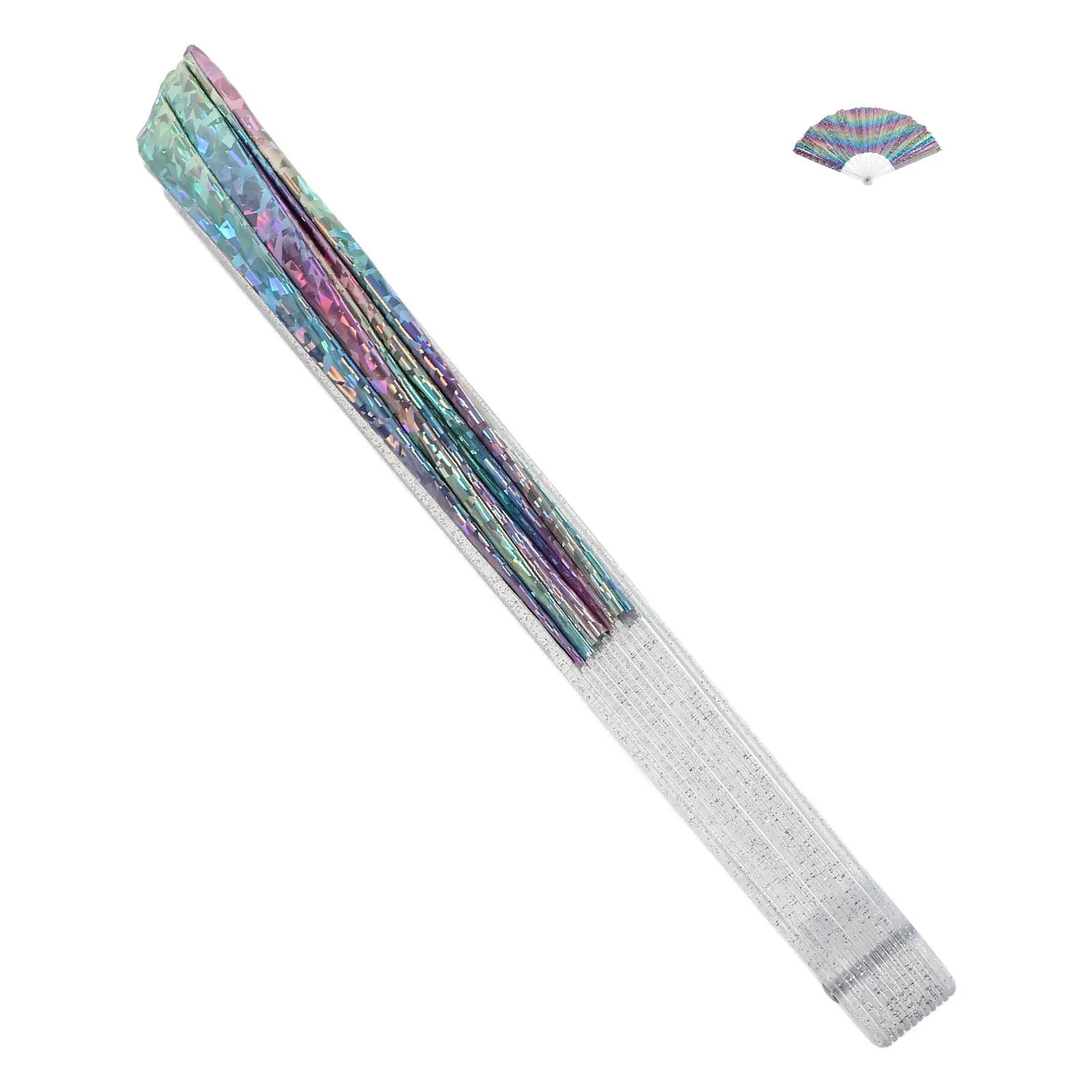 Rave Folding Hand Fan PVC Handheld Vibrant Lightweight Foldable Fan for Edm Festivals Concerts Nightclubs Kungfu Performance