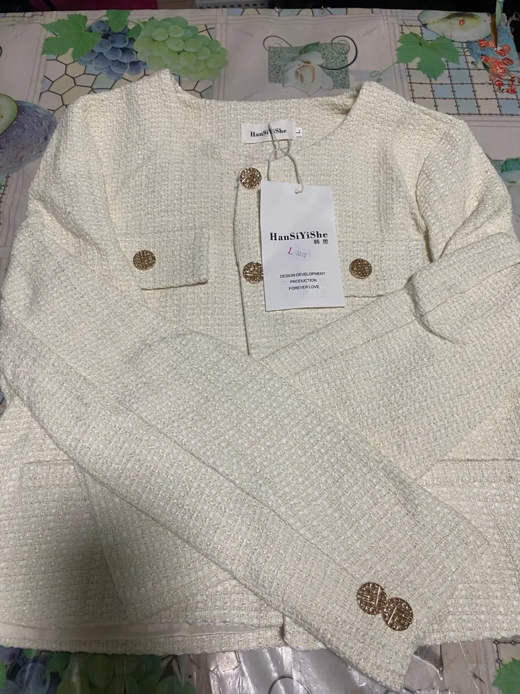 SMTHMA Korean Chic Female Tweed Basic Jacket Coat Women Clothing Runway Style Woolen Outerwear
