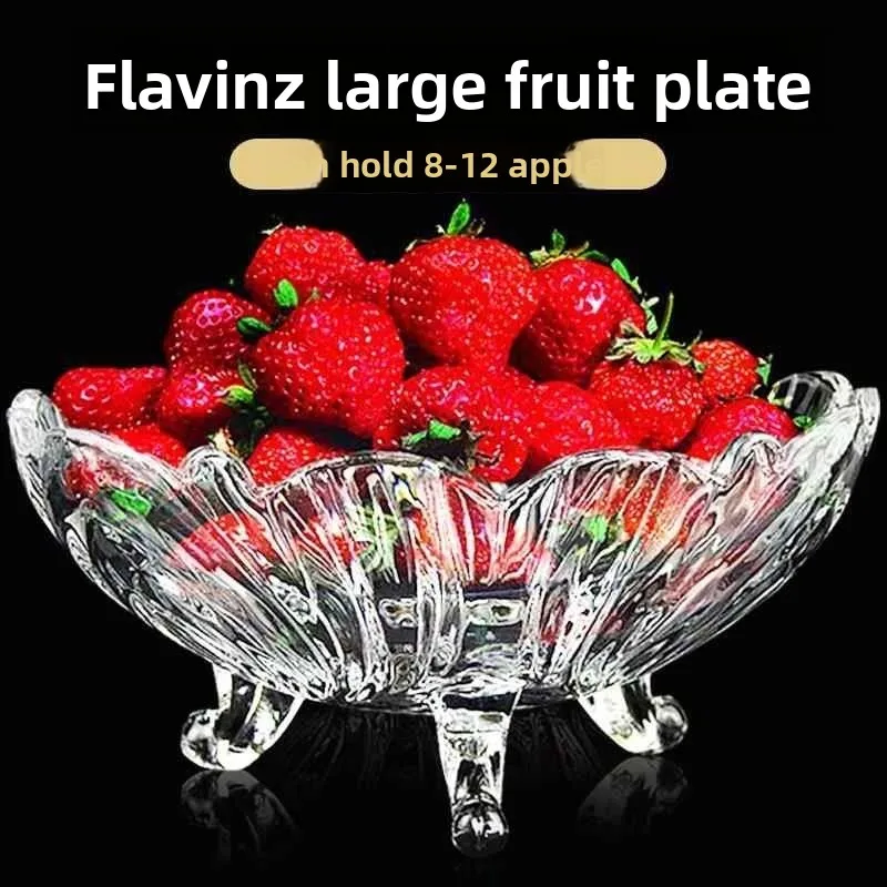

Large Crystal Glass Fruit Basket Home Living Room European Candy Plate Tea Table Creative High-legged Fruit Bowl Dry Fruit Ba...