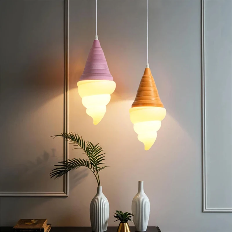 Ice Cream Cone Chandeliers LED Children's Room Lamps Modern Creative Dining Table Milk Tea Shop Dessert Shop Decor Chandelier