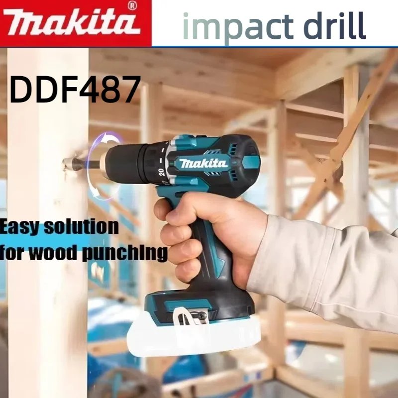 마키타 18V 배터리용 DDF487 10mm 브러시리스 리튬 전동 충전식 임팩트 드릴 대형 토크 드라이버