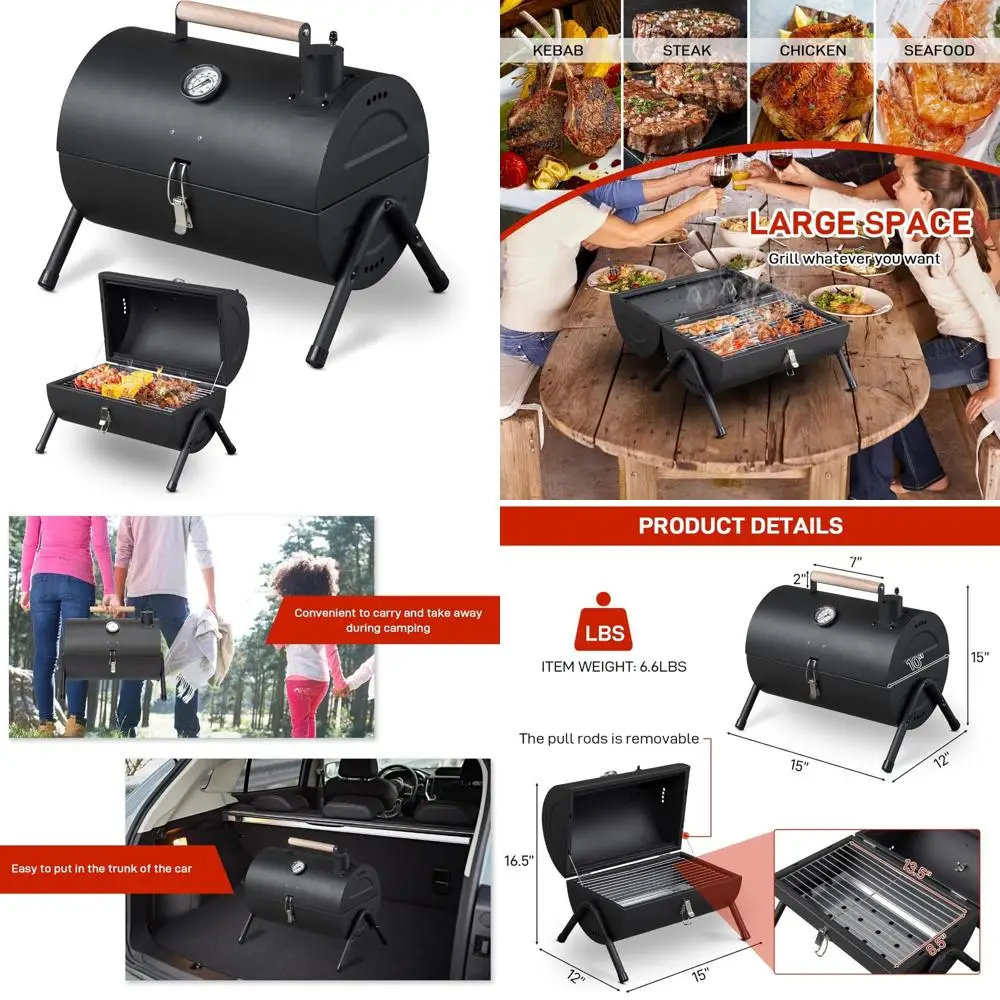 

Портативный угольный гриль и многофункциональная курильница-барбекю для кемпинга и пеших прогулок