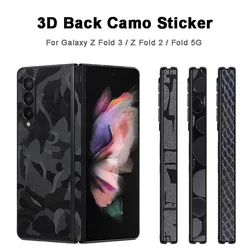 3D Black Camo Anti-Scratch Phone Sticker For SAMSUNG Z Fold 7 6 5 Back +Hinge Decal Matte Film For Galaxy Fold 4 3 2 Decal Skin