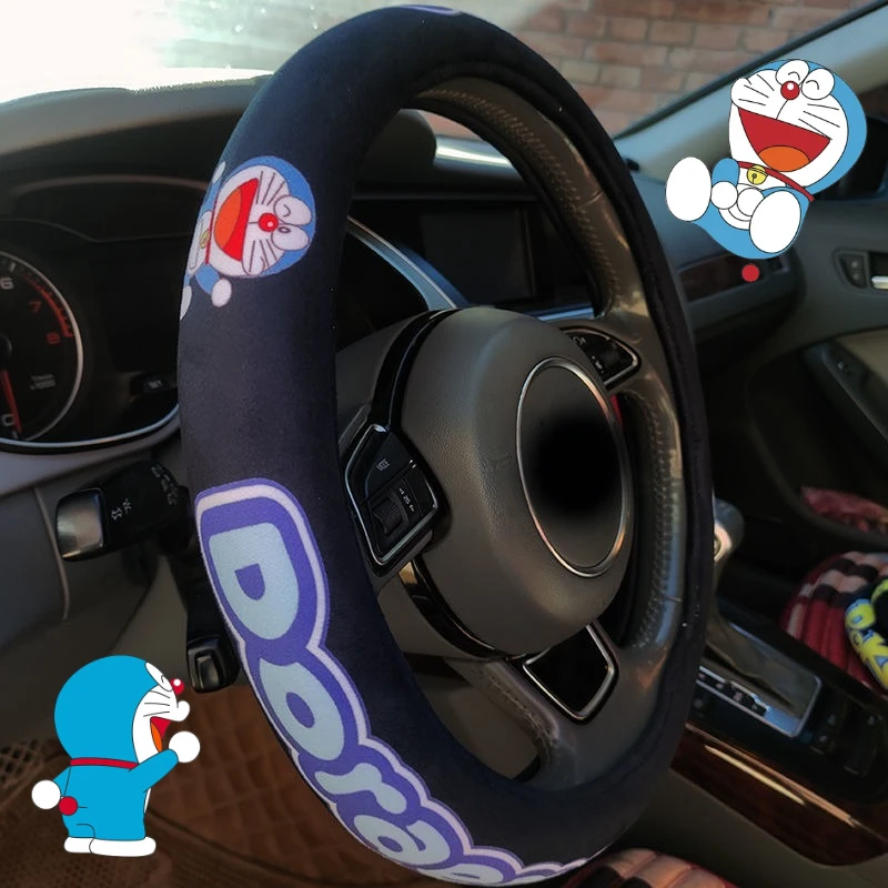 Doraemon Universal protector para volante de coche cubierta de protección de lino antideslizante transpirable 38cm Protector de volante de dibujos animados