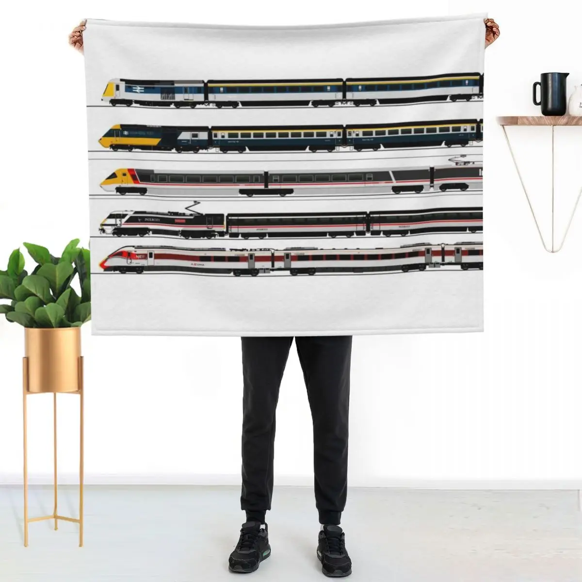BRITISH HIGH SPEED TRAINS Throw Blanket Luxury Throw Decoratives Shaggy Large Furry Hairy Blankets