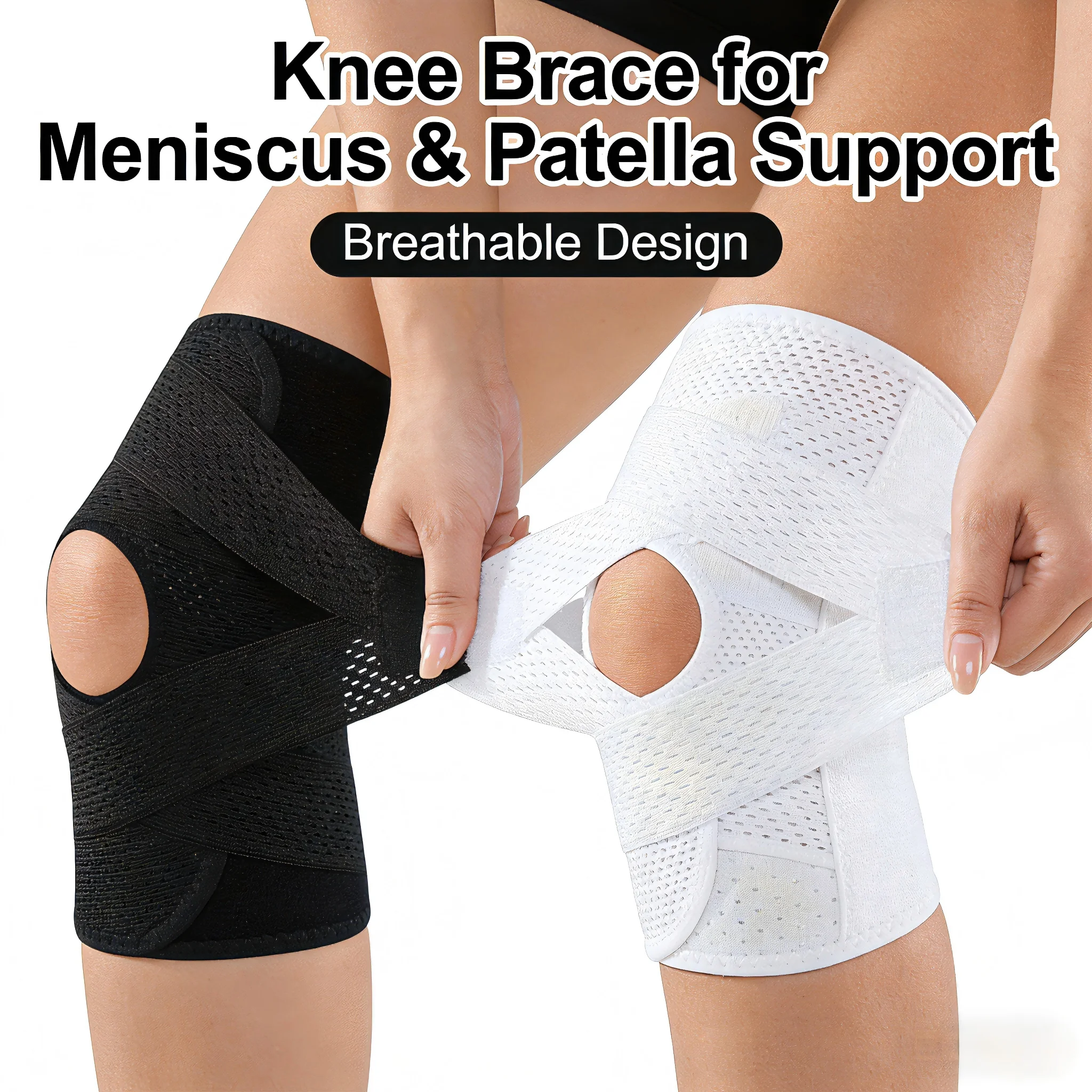

Compression Knee Support Brace Air Mesh Fabric Side Stabilizers for Meniscus Tear Arthritis Knee Pain Relief