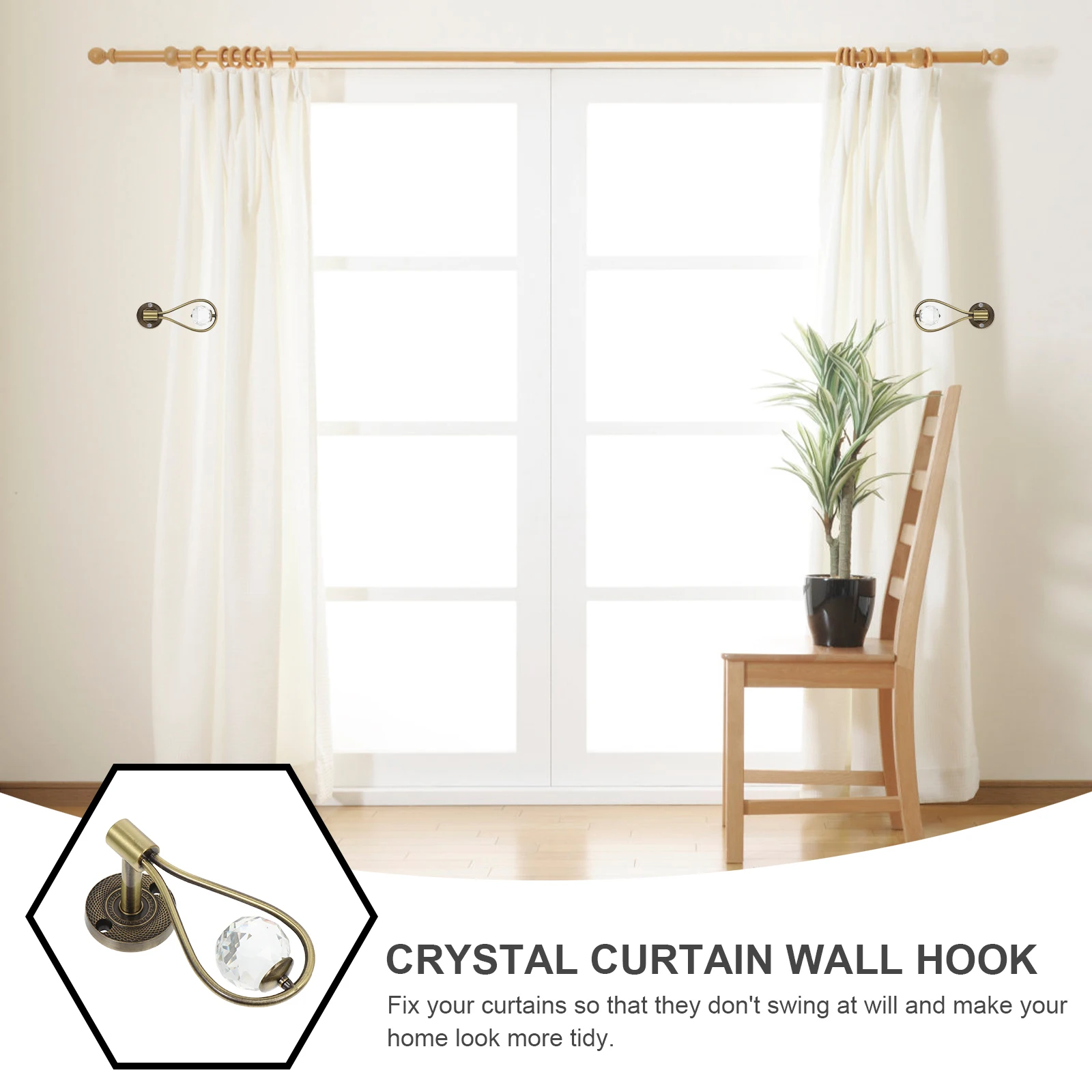 

Crystal Wall Hooks Zinc Alloy Beautiful Design Drapery Holders Curtain Tiebacks Home Decor Accessories Bedroom Hotel Restaurant