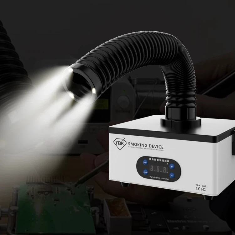 TBK-668 Forte aspirazione Purificazione efficiente Strumento per fumatori Detergente per saldatura Estrattore di fumi Filtro dell'aria con luce a LED